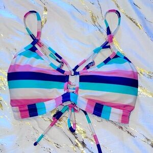 Arizona Jean Co. Swimsuit Top - Blue, White, and Pink Stripes
